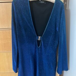 Cider Blue Sparkle Backless Dress